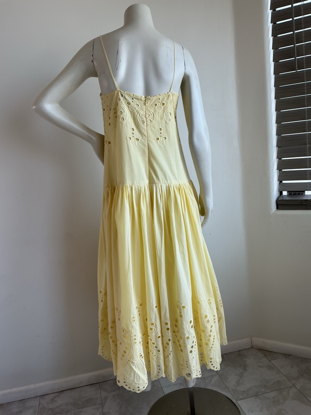 Hunter Bell Martin Eyelet Drop-Waist Yellow Embroidered Sundress Small - Picture 9 of 10